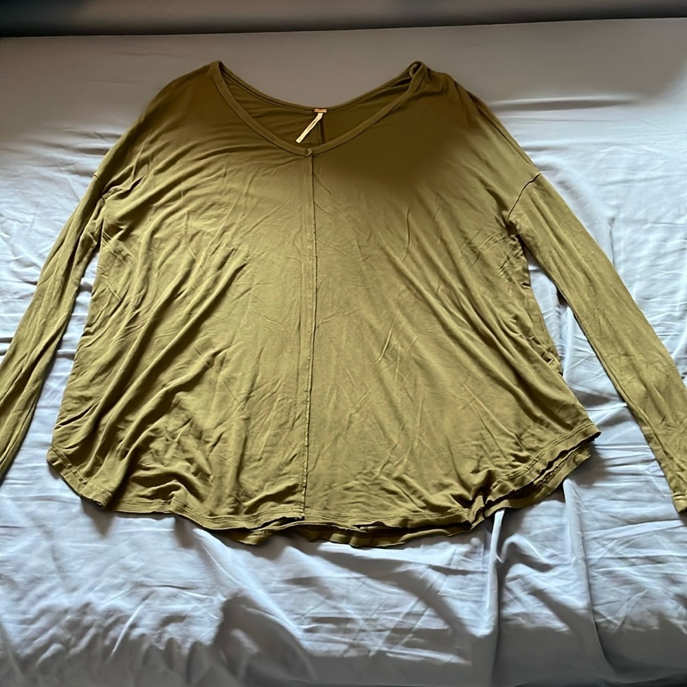 Free People Camo Gree Long Sleeve Top